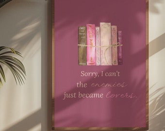 Arte mural con libros Enemigos a amantes / Rincón de lectura Decoración del hogar / Booktok