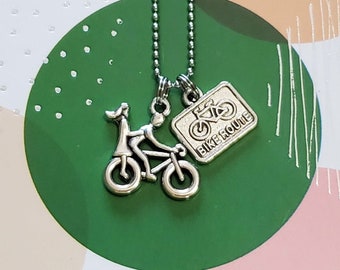 Bicycle Necklace - Bicycle Charm - Bike Route Charm - Bicycle for Two Necklace - Bicycle Jewelry - Bicycle Lover Jewelry - Bike Gift