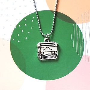 Typewriter Necklace: Antique Silver Charm, Writer Gift