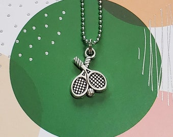 Tennis Necklace - Tennis Rackets and Ball Charm - Tennis Jewelry - Sports Necklace - Sports Gift - Tennis Player Gift - Tennis Coach Gift