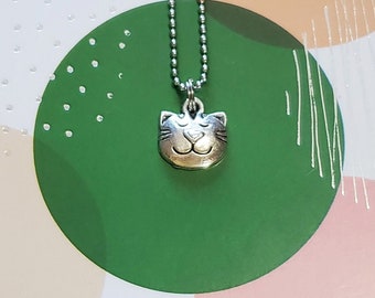 Cat Head Necklace - Cat Head Charm - Cat Jewelry - Cat Gift - Feline Necklace - Feline Jewelry - Animal Lover - Pet Owner Gift