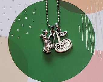 Golfing Necklace - Golf Caddy Charm - Golf Flag Charm - Golf Jewelry - Golf Lovers Necklace - Golf Gift - Sports Necklace - Sports Gift