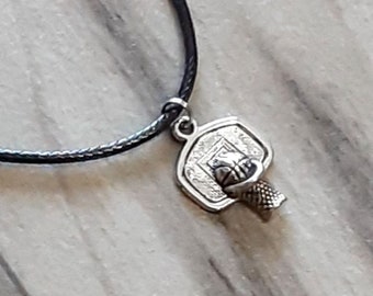 Basketball Bracelet - Basketball Gift - Basketball Charm - Cord Bracelet - Black Bracelet - Sports Bracelet - Sports Gift
