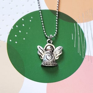 Guardian Angel Charm Necklace: Antique Silver Finish