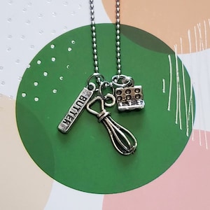 Baking Necklace: Whisk, Butter, Egg Charms - Baker Gift