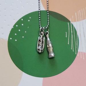Hot Dog and Soda Charm Necklace: Antique Silver Food Jewelry