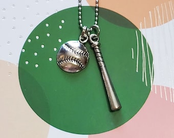 Baseball Necklace - Baseball Charm - Bat Charm - Softball Gift - Sports Gift - Sports Necklace - Baseball Jewelry - Softball Jewelry