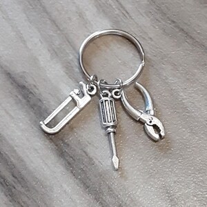 Tool Keychain - Screwdriver Charm - Hacksaw Charm - Pliers Charm - Carpenter Keychain - Handyman Keychain - Dad Keychain - Dad Gift