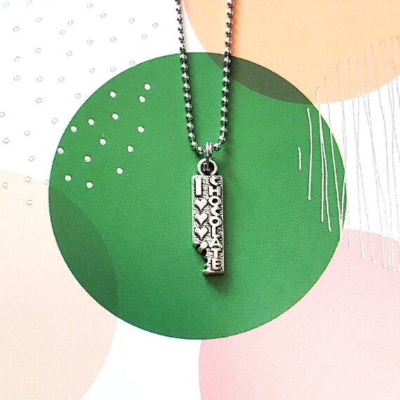 Chocolate Bar Necklace Chocolate Bar Charm Chocolate Jewelry - Main Image