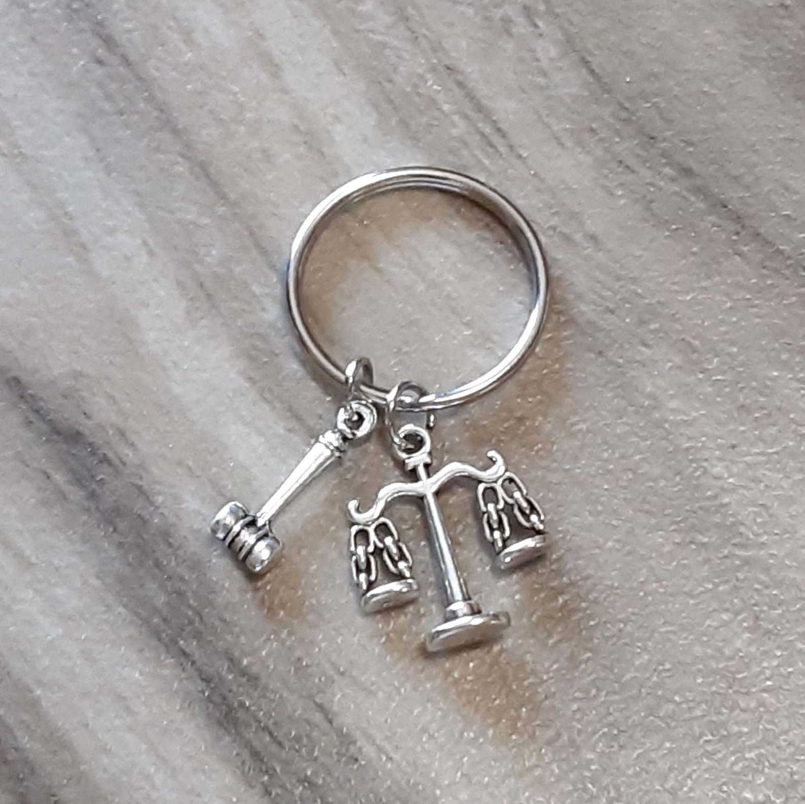 Scales of Justice Keychain Scales Charm Gavel Charm Justice Keychain