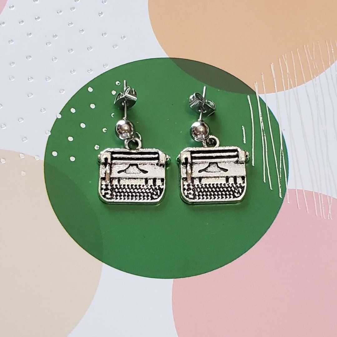 Typewriter Earrings Typewriter Charms Secretary Jewelry Writers Gift
