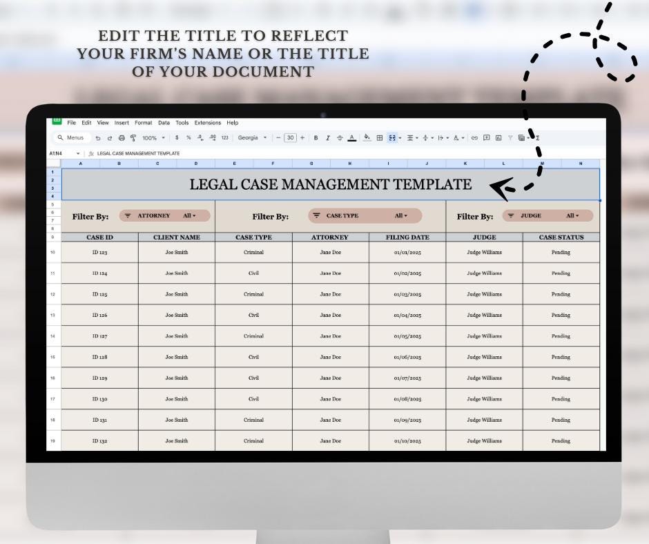 Legal Case Management Template | Google Sheets Project Management ...