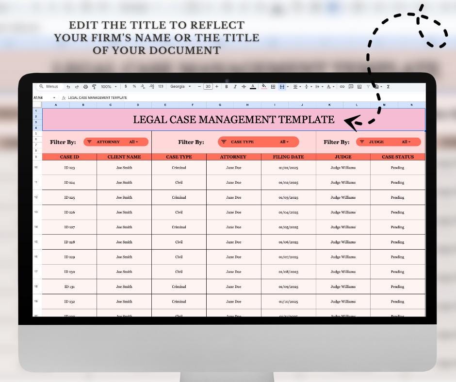 Legal Case Management Template | Google Sheets Project Management ...