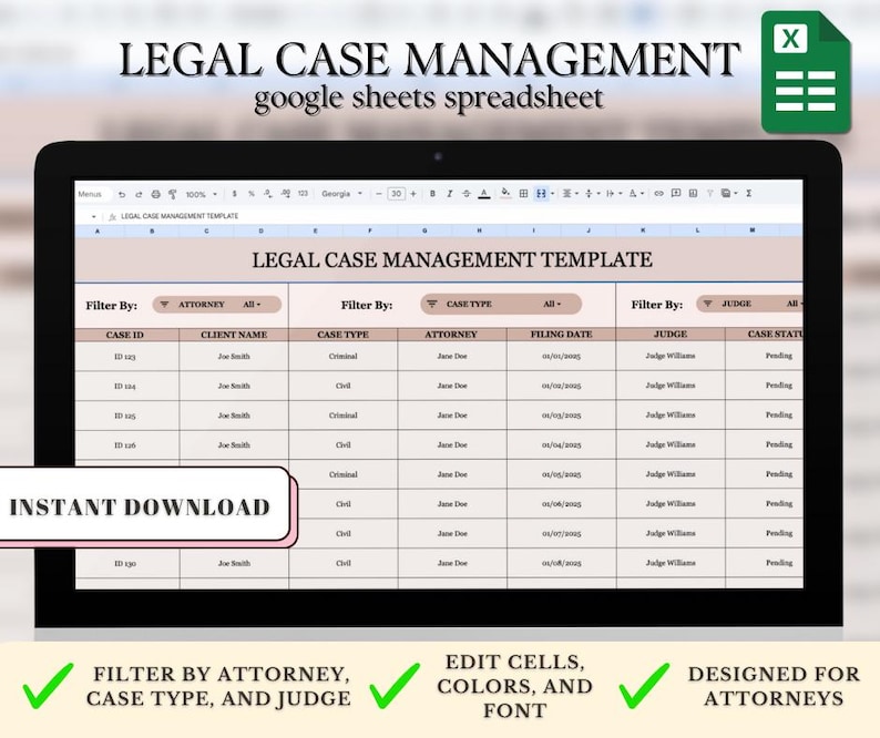 Legal Case Management Template | Google Sheets Project Management ...