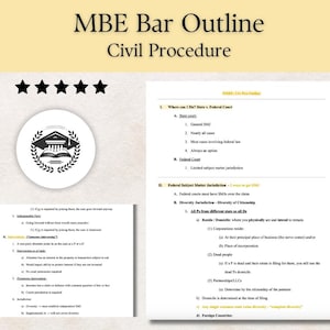 MBE Bar Exam Outline Civ Pro, Bar Prep Civil Procedure Cheet Sheet, UBE Bar Exam Outline, MBE Cheat Sheet, Florida Bar Exam Outlines Civ Pro