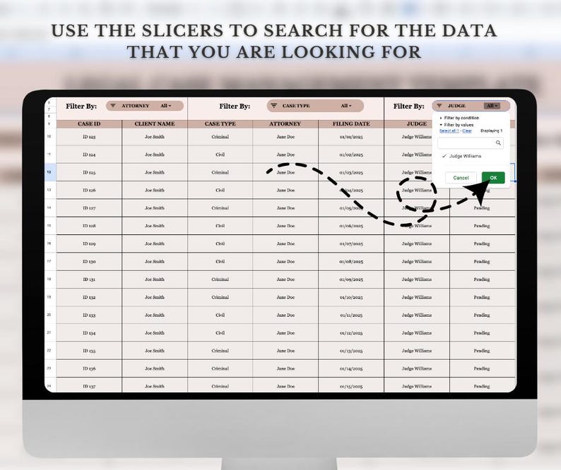for the best project management, use the slicers to search for your data