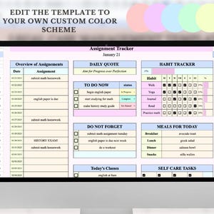 Academic Student Planner Spreadsheet | School Assignment Tracker ...