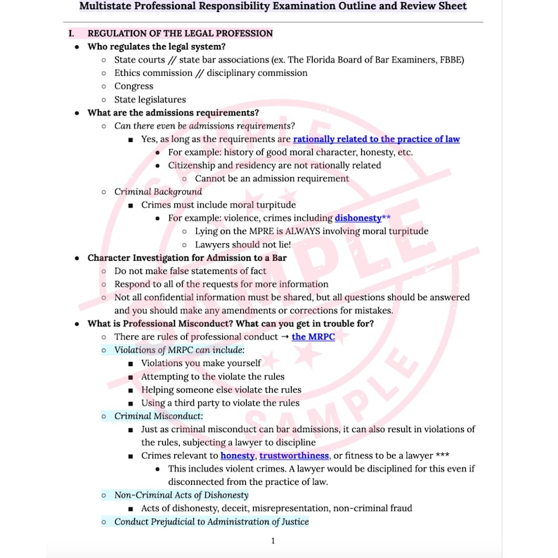 COMPLETE MPRE Law School Bar Exam Outline, Ace Your Law School Exams ...