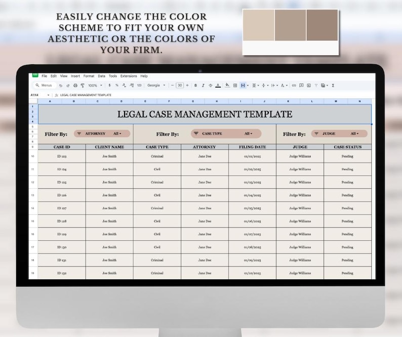 Legal Case Management Template | Google Sheets Project Management ...