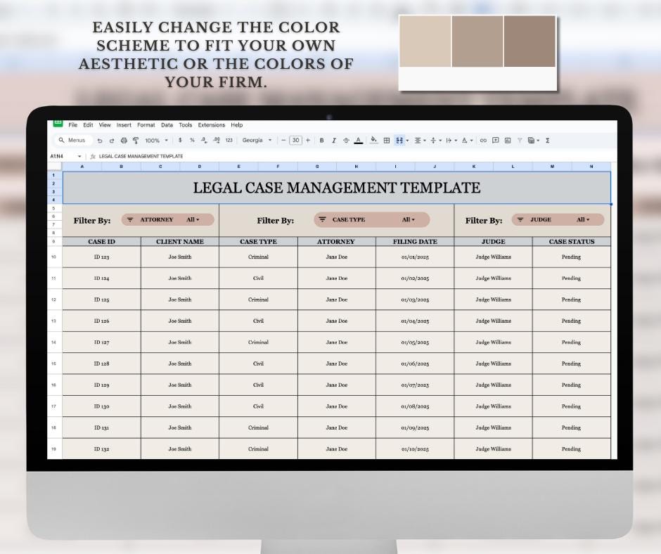 Legal Case Management Template | Google Sheets Project Management ...