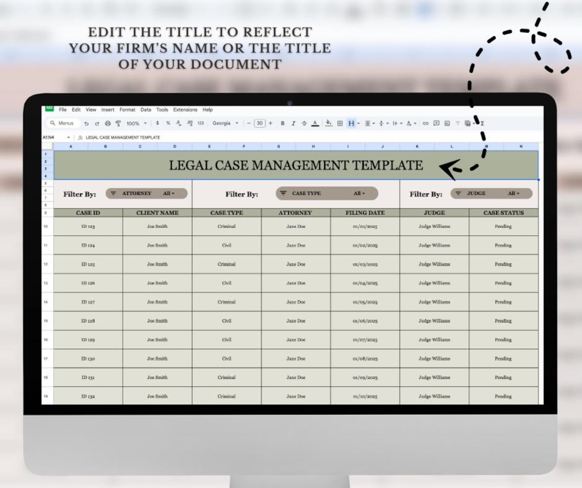 Legal Case Management Template | Google Sheets Project Management ...