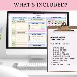 Academic Student Planner Spreadsheet | School Assignment Tracker ...
