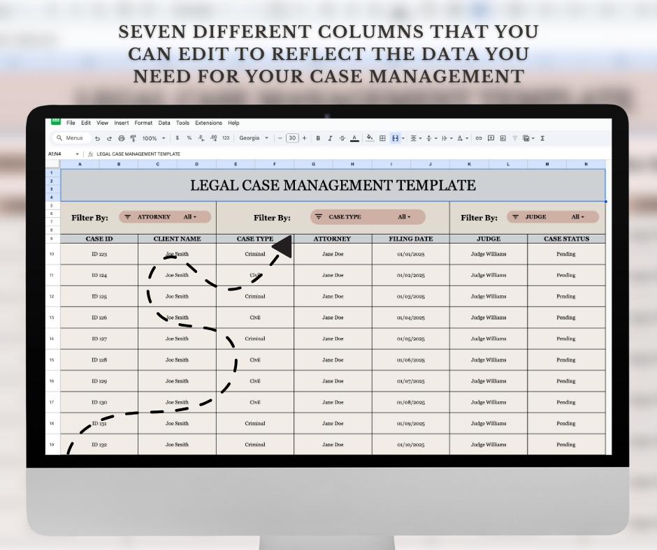 Legal Case Management Template | Google Sheets Project Management ...
