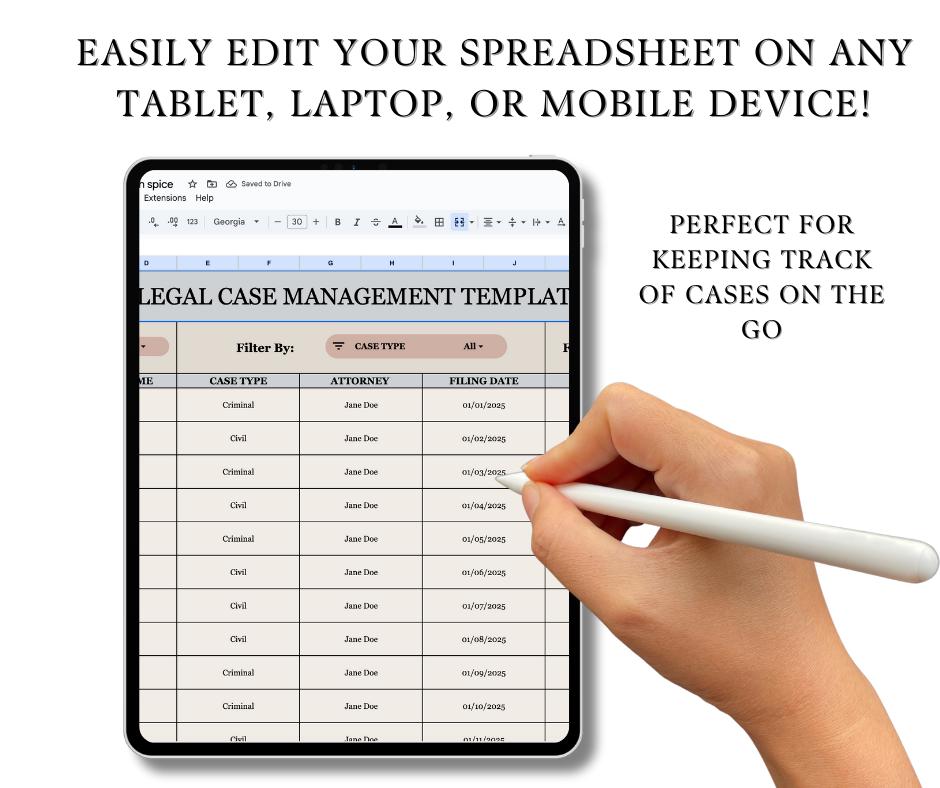 Legal Case Management Template | Google Sheets Project Management ...
