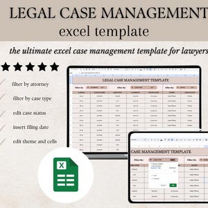 Legal Case Management Template | Google Sheets Project Management Tracker for Lawyers | Task & Deadline Tracker | Legal Case Organizer