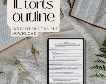 Ace your Law School Torts Exam with this Comprehensive 1L Torts Outline - Instant Digital Download, Law Exam Study Guides, Attorney Test Aid