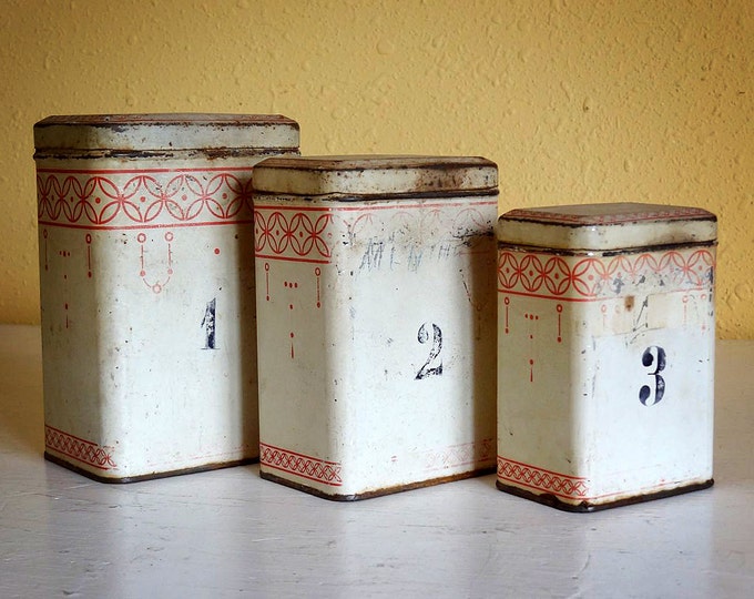 Vintage French Canister Set Staggered Size Numbered 1 2 3 Etsy