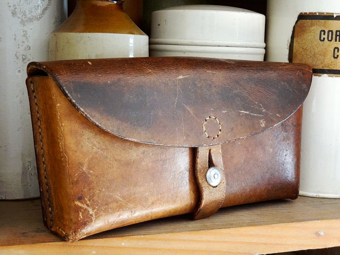 Vintage Swiss ammo pouch leather with belt loops great Etsy