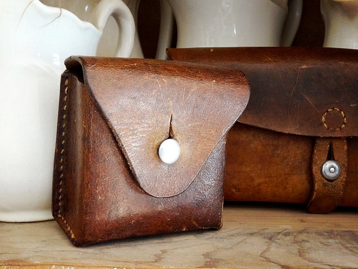Vintage leather ammo pouch likely Swiss or German great Etsy