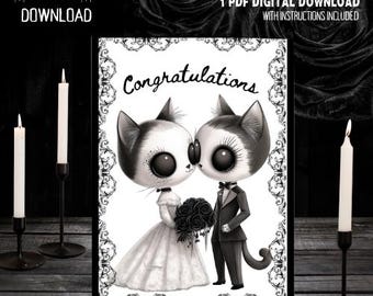 Goth Wedding Cats Card