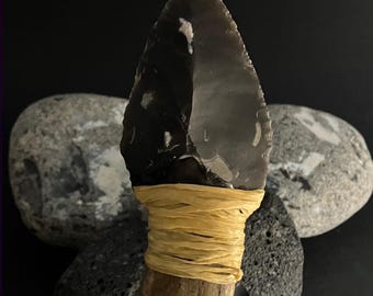 Neolithic Flint Antler Handle, Knapped with Prehistoric Techniques