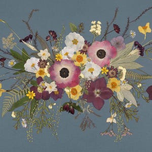 Geperste bloemenprint, A3, geperste bloem muurkunst, unieke kunst, bloemen muurkunst, op de natuur geïnspireerd cadeau