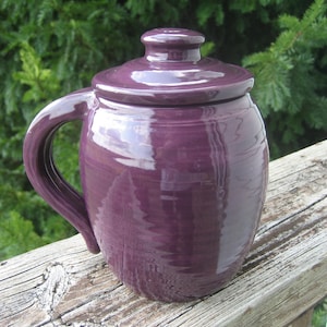 large covered mug, purple image 1