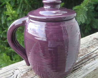 large covered mug, purple