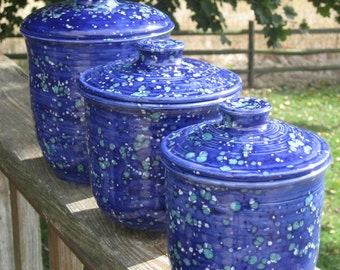 kitchen canisters, blue