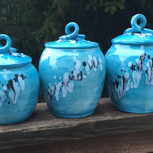3 contenitori da cucina, blu caraibico o azzurro