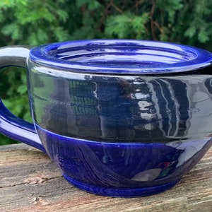 shaving scuttle, navy and black