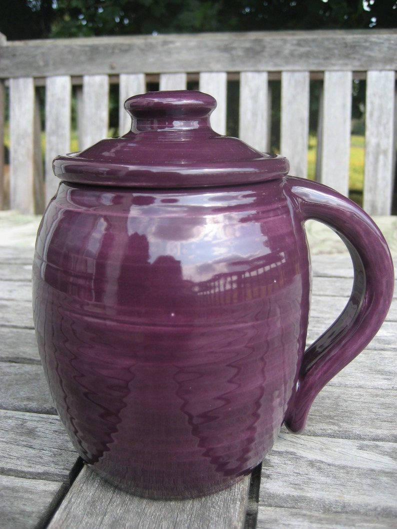 large covered mug, purple image 3
