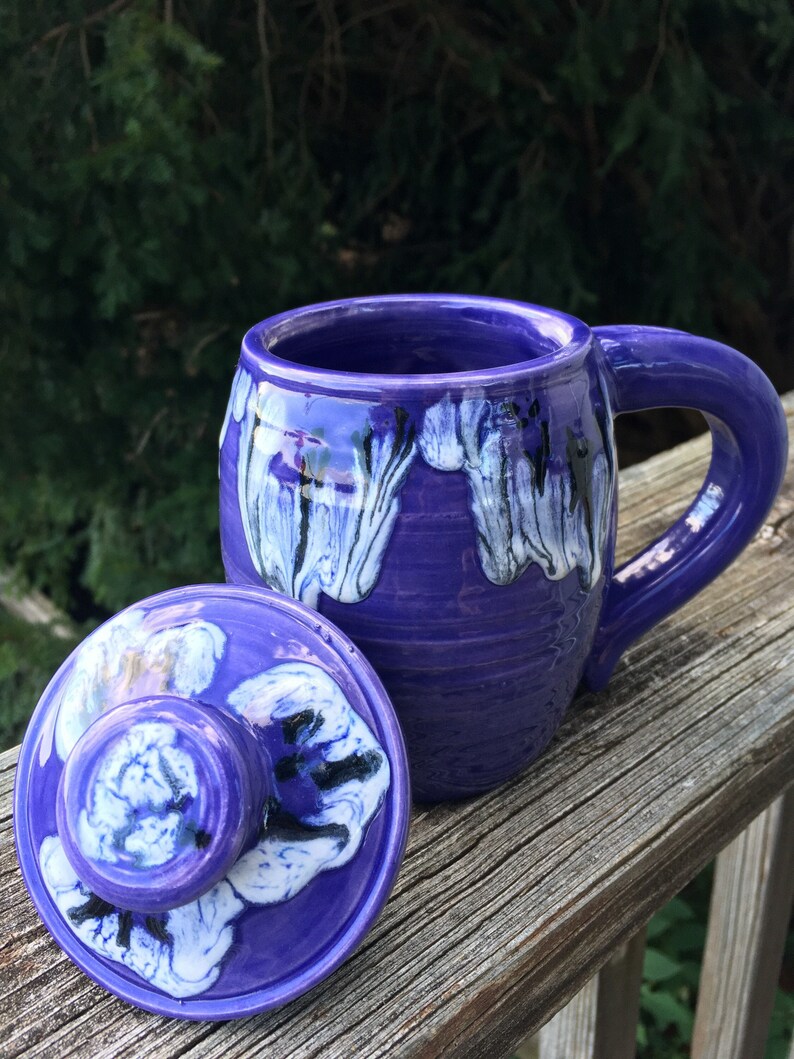 large covered mug, larkspur image 1