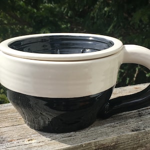 shaving scuttle, black and white