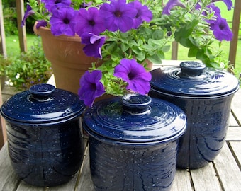 kitchen canisters, navy