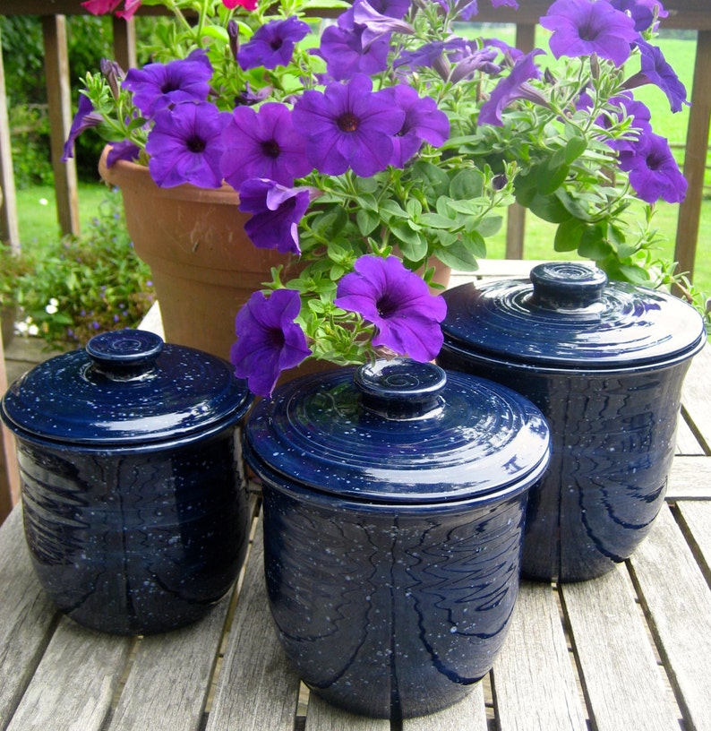 Kitchen canisters navy Etsy