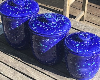 kitchen canisters, blue