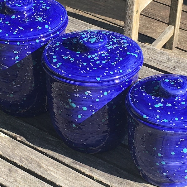 Cobalt Blue Kitchen Canisters Etsy