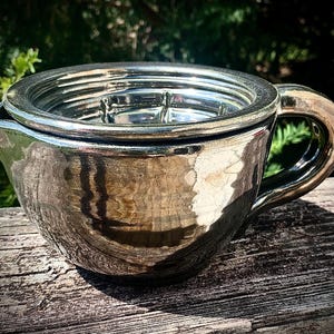 shaving scuttle, all antique brass