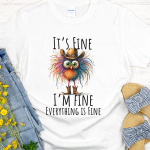 It's Fine I'm Fine Everything Is Fine Shirt, Cute Black Cat Tee, Sarcasm T-Shirt, Everything Is Fine, Funny Cat Tee, Funny Gift Cat Lover